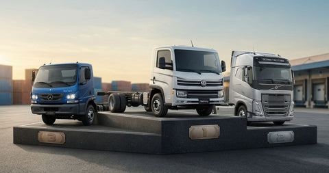 Top 3 caminhões mais vendidos do Brasil em maio de 2026 — VW Delivery, Volvo FH e Mercedes-Benz Accelo