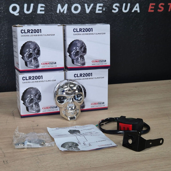 Farol Auxiliar Caveira Led Rgb Bivolt Automotivo Caminhão