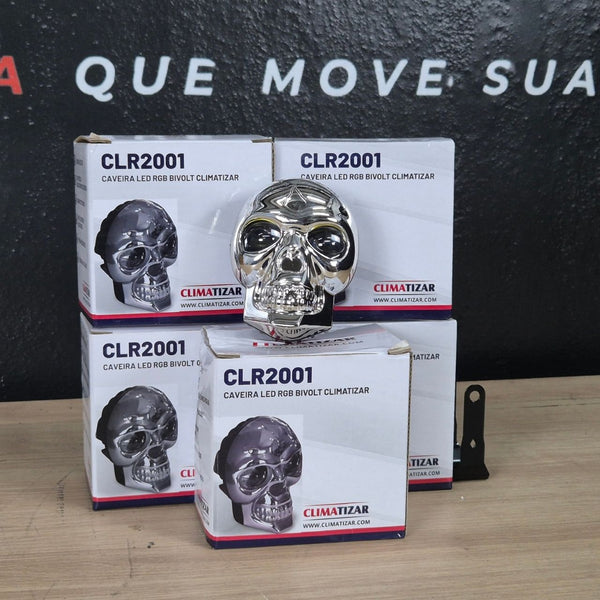 Farol Auxiliar Caveira Led Rgb Bivolt Automotivo Caminhão