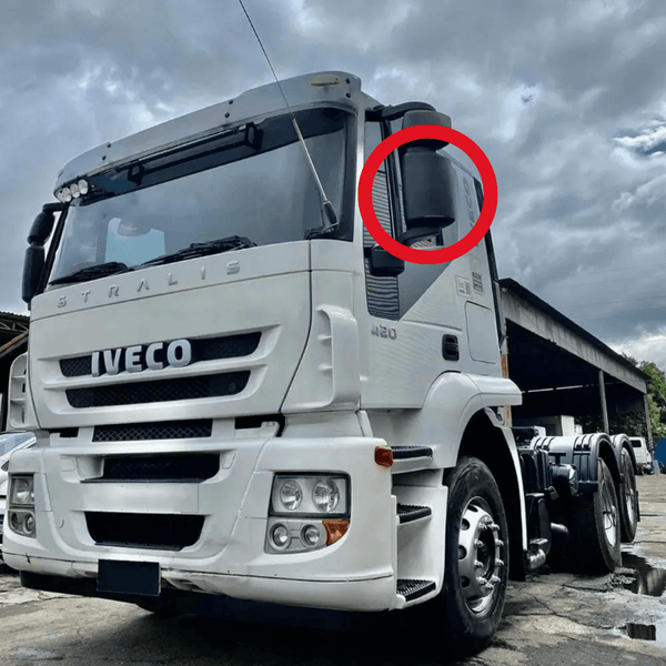 Vidro com Base do Espelho Retrovisor Inteiro Iveco Stralis Trakker Hi-Road -Hi-Way Tector 9.190 11.190 - Convexo