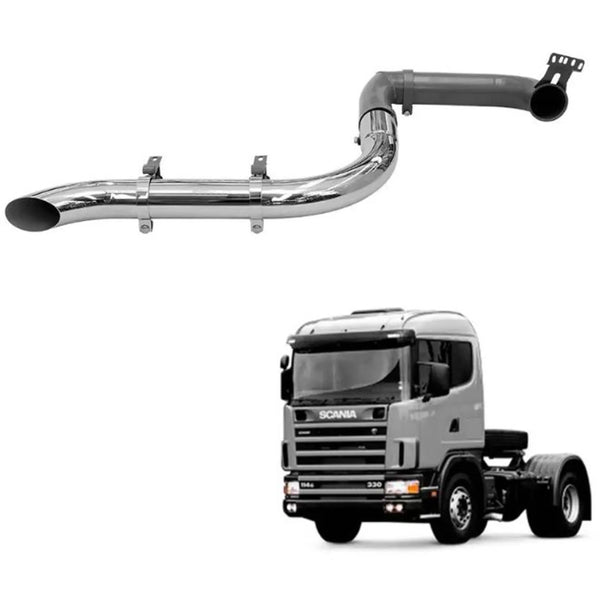 Escapamento Cromado Scania T R 114 124 4 1/2" Até 2000 Lado Direito