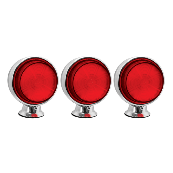 Conjunto Foguinho Cromado Led Lente Saltada Vermelho 3 Unidades