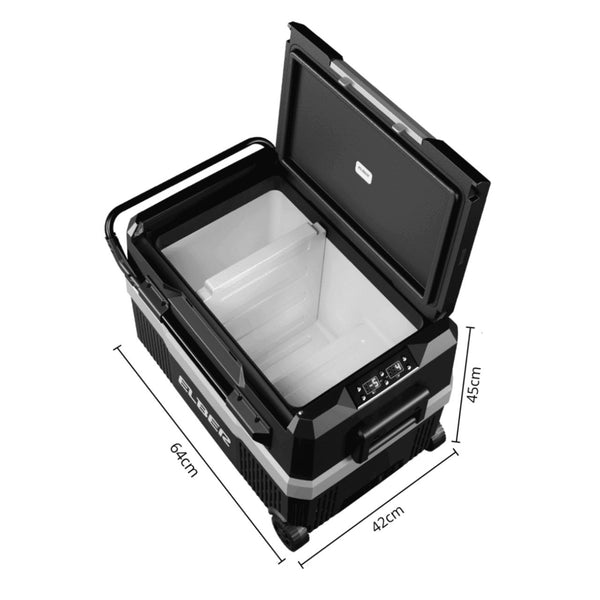 Geladeira Portátil Elber Black 43 PRO Dual Zone 43 Litros 12v 24v Com Rodas