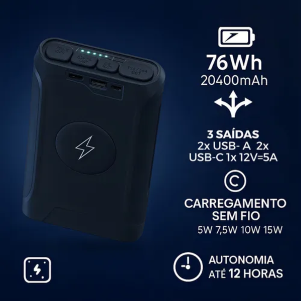 Bateria Portátil 12V Elber 72.000 mAh Para Caminhão
