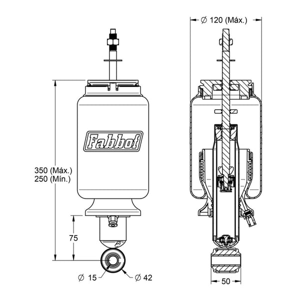 Conjunto Molas Pneumáticas para Cabine de Caminhão Scania P G 2019 em Diante Traseira