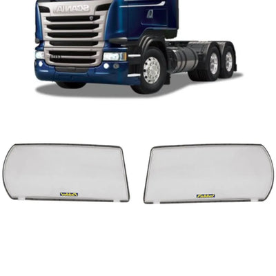 Capa do Farol e Sinaleira Acrílico Scania P G R Highline Streamline 2013 a 2018 com Dobradiças Colado no Farol