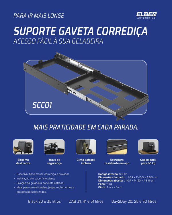 Card Elber - Suporte gaveta corrediça SCC01: dimensões, peso e compatibilidade