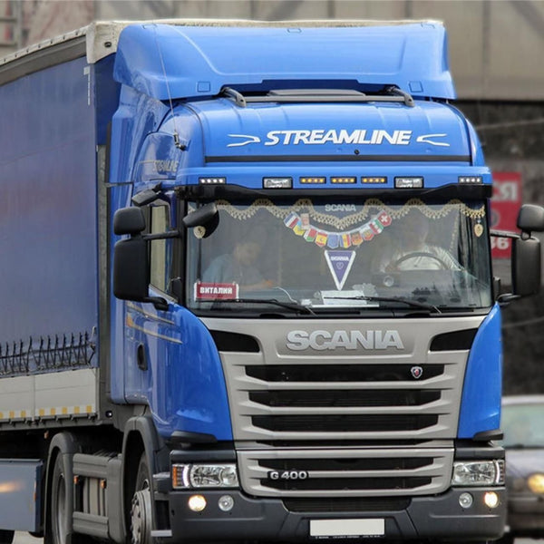 Lâmina Tapa Sol Superior Scania P G R Highline Streamline 2014 até 2018 - 5 Marias (Com Furação para Farois Auxiliares)
