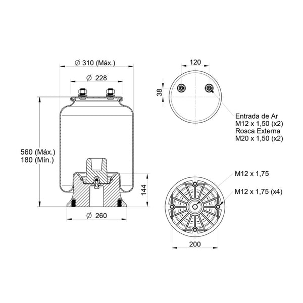 Conjunto Molas Pneumáticas para Suspenção de Eixo de Carreta Facchini Vanderleia SRF