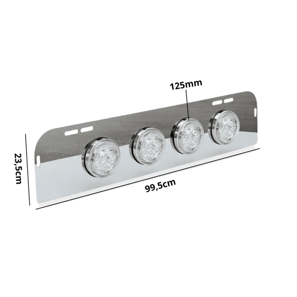Acabamento Túnel Traseiro Cabine Volvo New FH - (4 Lanternas LED 125mm)