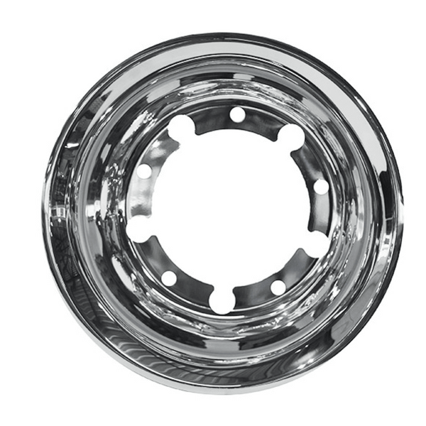 Calota Protetor de Roda Traseira Inox Furo Oval Chanfrada (Aro 22,5 / Pneu 275) - Par