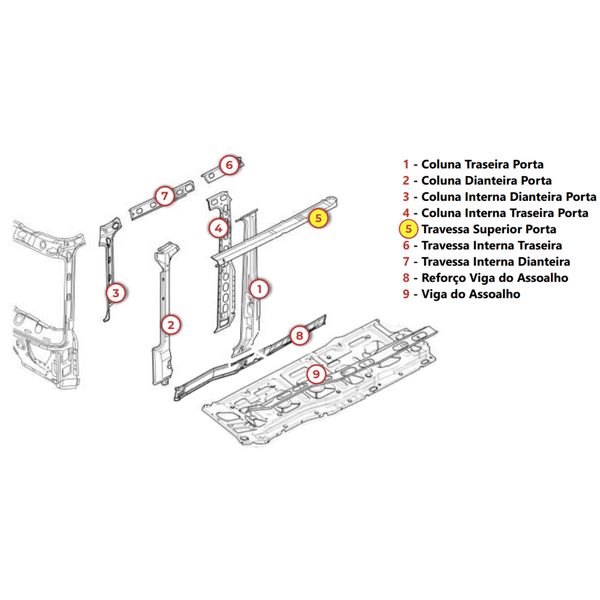 Travessa Superior Externa da Porta - Scania Cabines CP, CG e CR