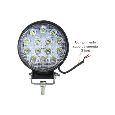 Farolete Redondo Mini Worklight Bivolt 14 Leds 42 Watts - 9cm