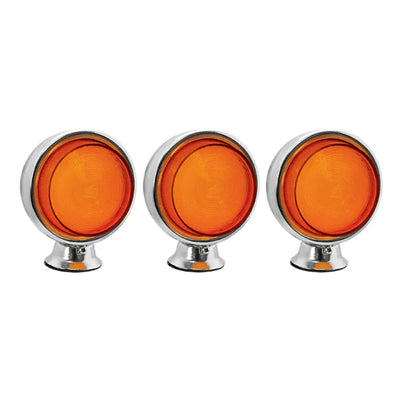 Conjunto 3 Foguinhos Cromados LED Amarelo p/ Caminhão