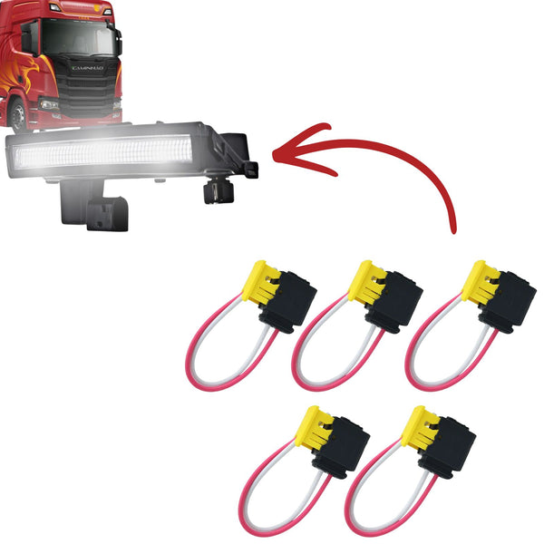 Kit 5 Chicote Lanterna Tapa Sol Scania NTG - 2 Vias