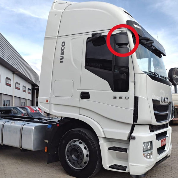 Vidro com Base do Espelho Retrovisor Auxiliar Iveco Stralis Trakker Hi-Road - Convexo