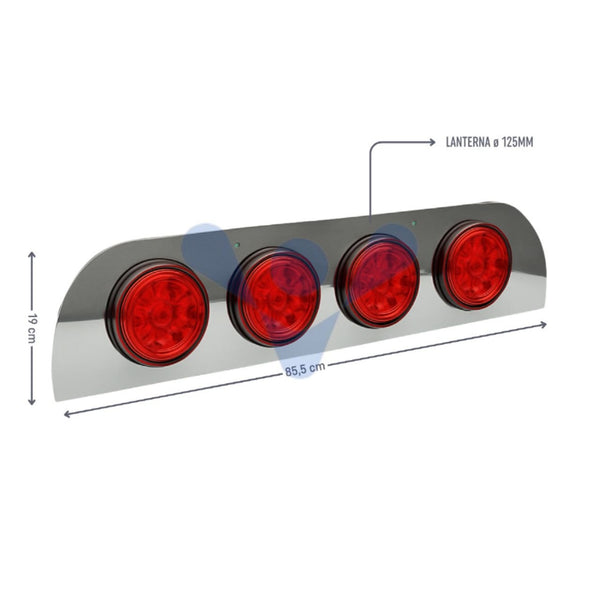 Aplique Traseiro Tunel Compatível Scania Série 5 NTG com Furação e 4 Lanternas 125 mm - Rubi