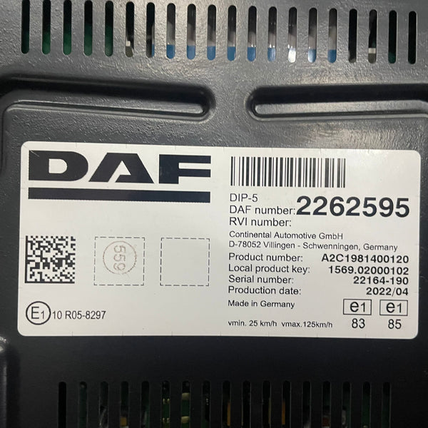 Painel de instrumentos - DAF XF 2022 - Código 2262595