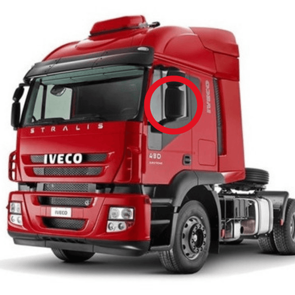 Vidro com Base do Espelho Retrovisor Inteiro Iveco Stralis Trakker Hi-Road -Hi-Way Tector 9.190 11.190 - Convexo