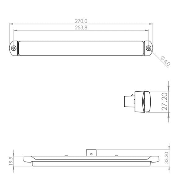 Lanterna Lateral Slim com guia de luz