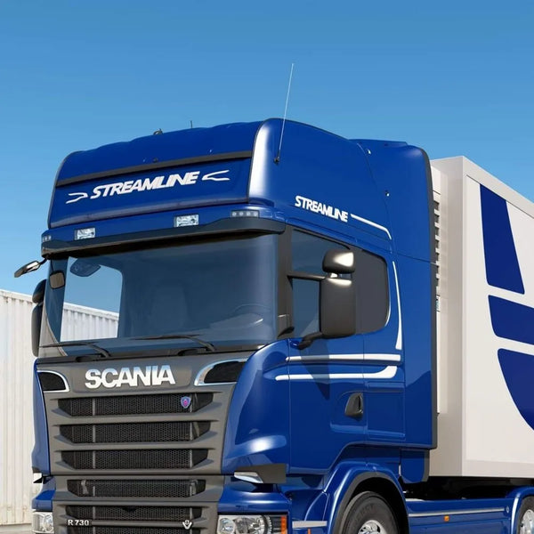 Lâmina Tapa Sol Scania P G R Highline Streamline 2014 até 2018 - 2 Marias (Com Furação para Farois Auxiliares)