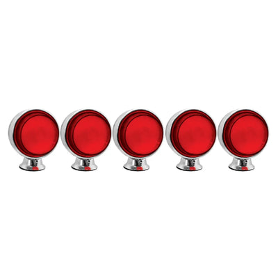 Conjunto Foguinho Cromado Led Lente Saltada Vermelho 5 Unidades