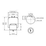 Desenho técnico com medidas: Mola Pneumática Suspensão do Eixo Volvo FH e NH Modelo Importado Tração (kit sem base)