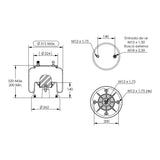 Desenho técnico com medidas: Mola Pneumática Suspensão do Eixo Carreta Facchini e HBZ (kit sem base)