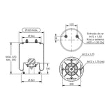 Desenho técnico com medidas: Mola Pneumática Suspensão do Eixo Carreta Facchini