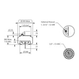 Desenho técnico com medidas: Mola Pneumática Suspensão do Eixo Kenworth OEM C81-1004