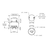 Desenho técnico com medidas: Mola Pneumática Suspensão do Eixo Kenworth e International OEM K303-6