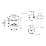 Desenho técnico com medidas: Mola Pneumática Suspensão do Eixo Carreta Hendrickson OEM S2064