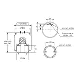 Desenho técnico com medidas: Mola Pneumática Suspensão do Eixo Volvo VM Modelo Importado Tração (kit sem base)