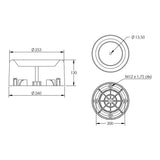 Desenho técnico com medidas: Base Inferior de Nylon da Mola Pneumática Suspensão do Eixo Carreta Randon e Suspensys