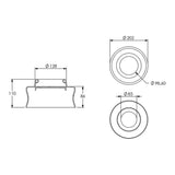Desenho técnico com medidas: Base do Fole Pneumático Suspensão do Eixo Ônibus Mercedes-Benz