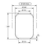 Desenho técnico com medidas: Fole Pneumático Suspensão do Eixo Ônibus Scania K112 e K113 Dianteiro