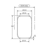 Desenho técnico com medidas: Fole Pneumático Suspensão do Eixo Ônibus Mercedes-Benz O-370 e O-500 Dianteiro e Traseiro