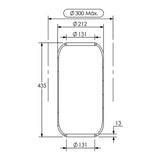 Desenho técnico com medidas: Fole Pneumático Suspensão do Eixo Ônibus Mercedes-Benz O500 RSD e OH 3736 Traseiro Auxiliar