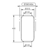 Desenho técnico com medidas: Fole Pneumático Suspensão do Eixo Mercedes-Benz Atego