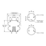 Desenho técnico com medidas: Mola Convolutada Industrial