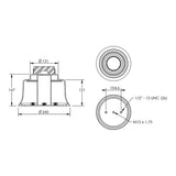Desenho técnico com medidas: Base da Mola Pneumática Suspensão do Eixo Pulverizador Autopropelido Rubemaq Saurus 2500 Dianteira e Traseira
