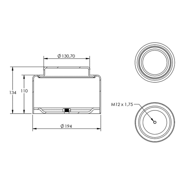 Desenho técnico com medidas: Base da Mola Pneumática Suspensão do Eixo Pulverizador Autopropelido Kuhn Boxer 2000 H e Distribuidor de Fertilizantes Montana Dianteira e Traseira