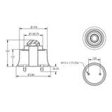 Desenho técnico com medidas: Base da Mola Pneumática Suspensão do Eixo Pulverizador Autopropelido Metalfor 3000 AB Traseira