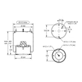 Desenho técnico com medidas: Mola Pneumática da Plantadeira Stara Absoluta e Estrela (kit sem base)