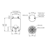 Desenho técnico com medidas: Mola Pneumática Suspensão do Eixo Ônibus Scania F-94 HA 6x2 Articulado Traseira