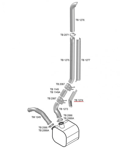 Defletor de Calor Inferior Tubo Intermediário - codigo TB1274 destacado