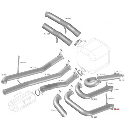 Kits Escapamento Saída Catalizador Lado Direito 4.1/2" (Para veículo com Tanque Arla 105 Lts) - codigo TB138 destacado