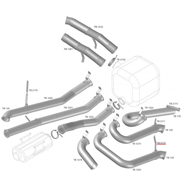 Abraçadeira com Suporte de Fixação do Tubo de Saída Scania 2019 em diante Lado Direito - Tanque A