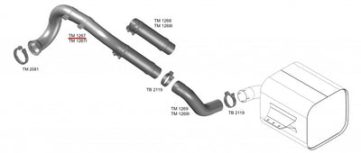 Tubo Saída Motor com Flexível 3.1/2" - codigo TM1267 destacado