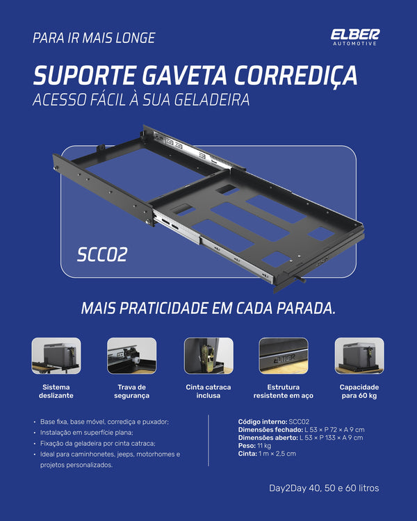 Card Elber - Suporte gaveta corrediça SCC02: dimensões, peso e compatibilidade